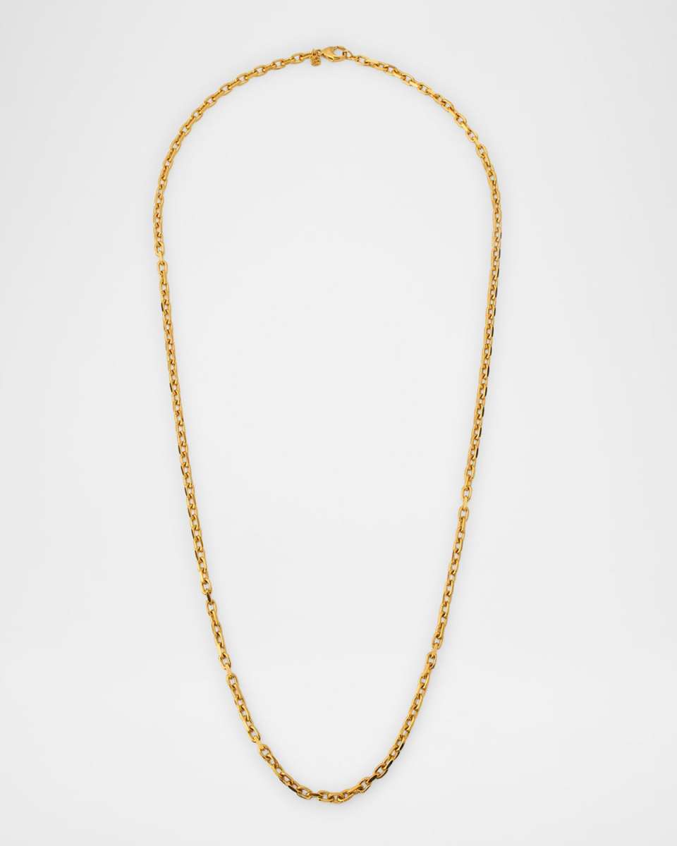 20K Cable Chain Necklace with Lobster Clasp, 32"L